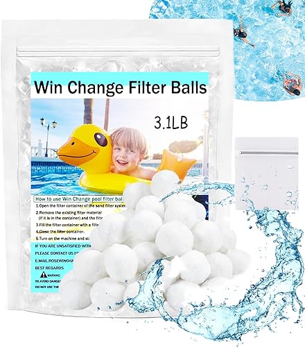 Bolas de filtro de piscina de 3.1 libras, bolas de filtro para bomba de filtro de arena de repuesto para piscina sobre el suelo, medios de filtro de