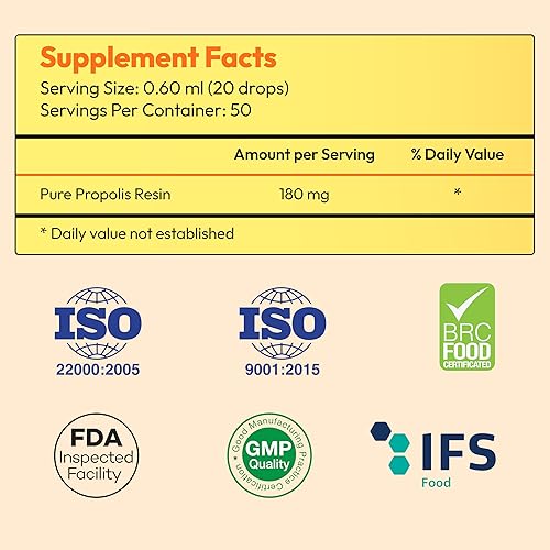 Miniatura 8 de Bee and You - Gotas de extracto líquido de propóleos, 30% de propóleos, ultra puro, suplemento de apoyo inmunológico, dolor de garganta, alivio de