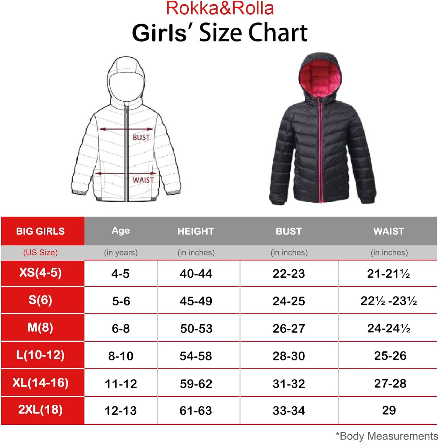 Rokka&Rolla Girls' Ultra Lightweight Packable Down Puffer Jacket Coat: Clothing, Shoes & Jewelry