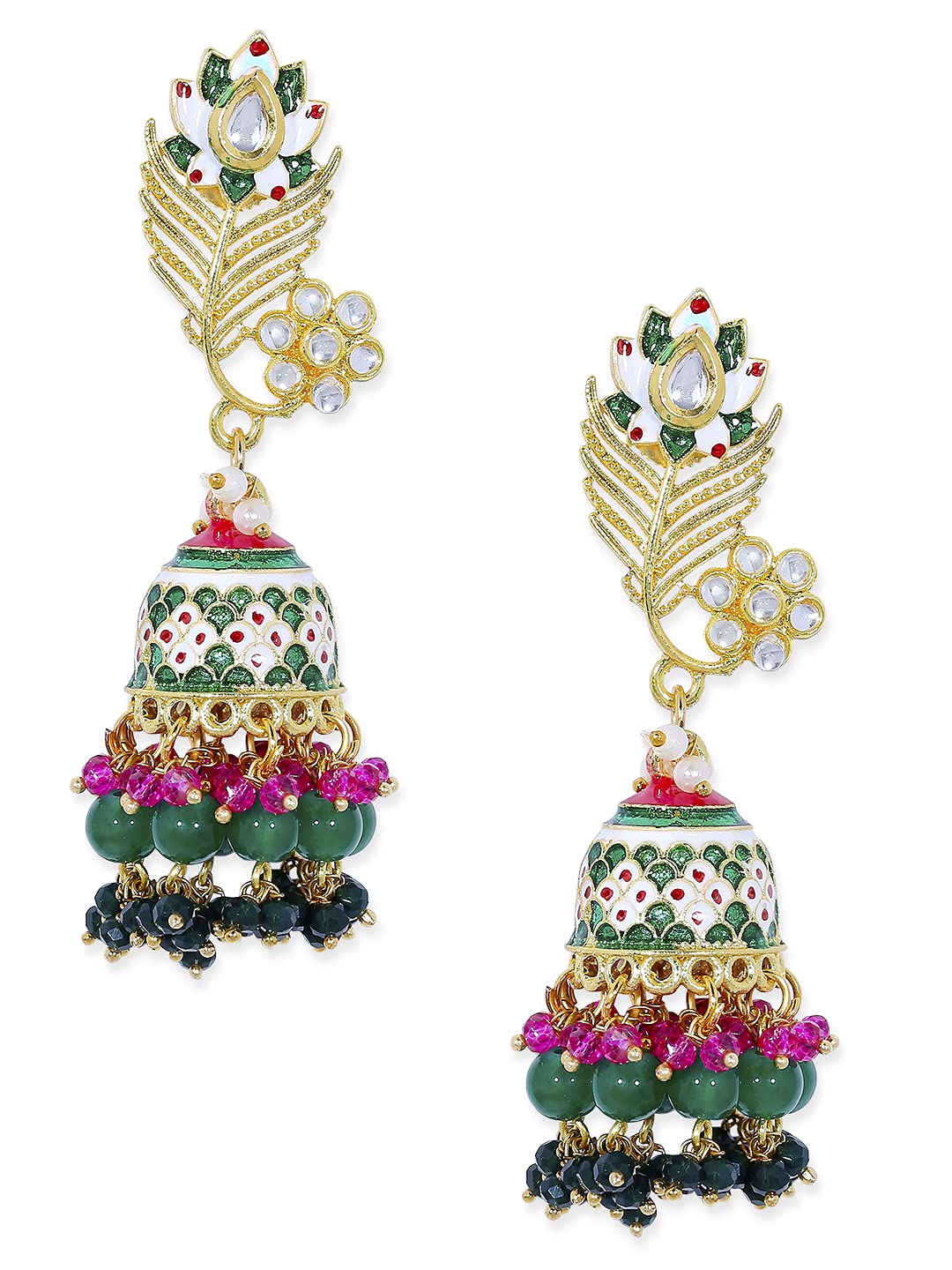 OOMPH Jewellery Green & Pink Meenakari Enamel Peacock Design Ethnic Jhumka/Jhumki Earrings for Women & Girls (B09CMRGC6J) Amazon Price History, Amazon Price Tracker