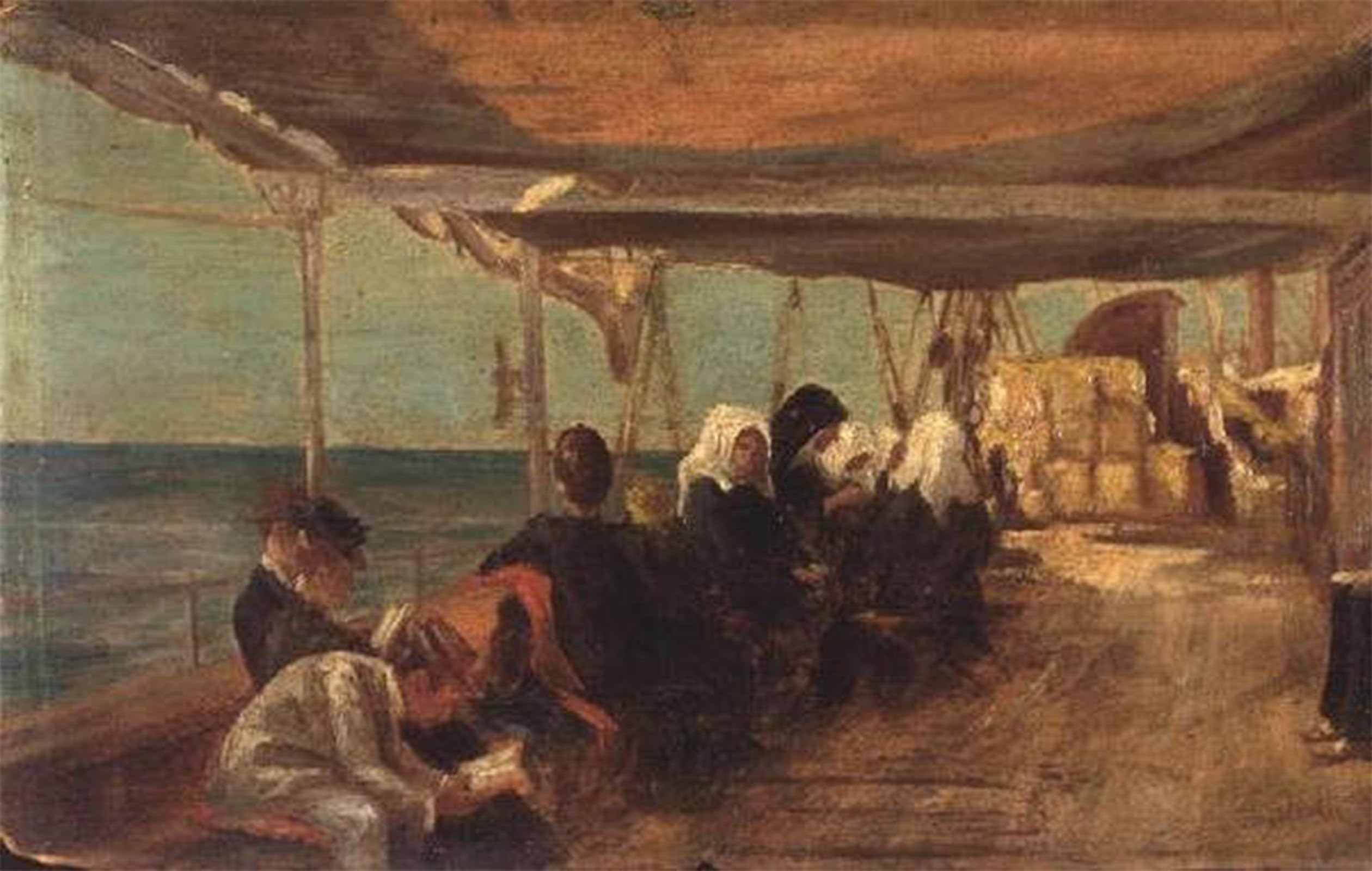 ARTXLXXBN Famous Prints Artwork Pictures Poster Painting Art on Shipboard by Theodore Jacques Ralli Artwork Landscape Pictures for Home Decor 60x90cm