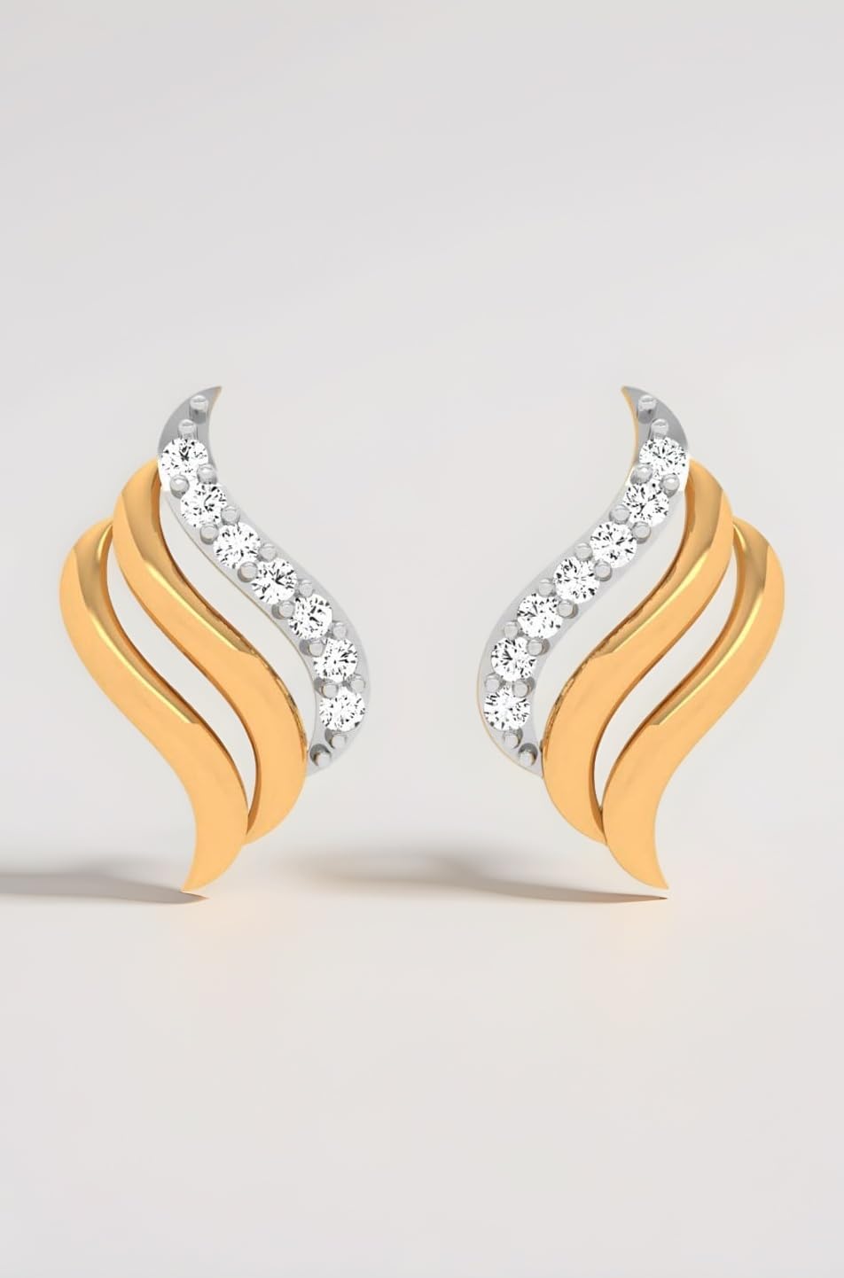 Womens 14KT (585) Yellow Gold Geometrical Stud Earrings - 0.75 Grams
