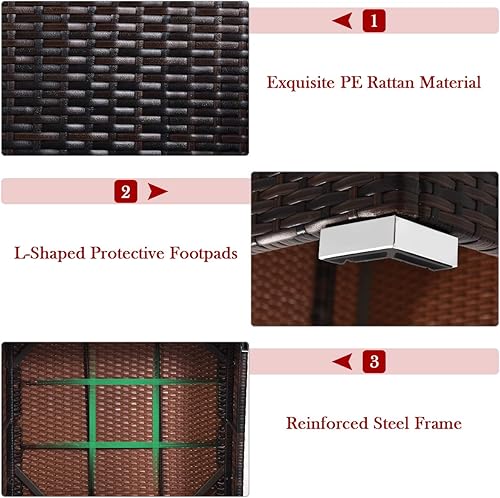 Miniatura 7 de Tangkula Juego de muebles de patio de 4 piezas, juego de sofá modular de ratán para todo tipo de clima, con cojines y almohadas extraíbles, juego de