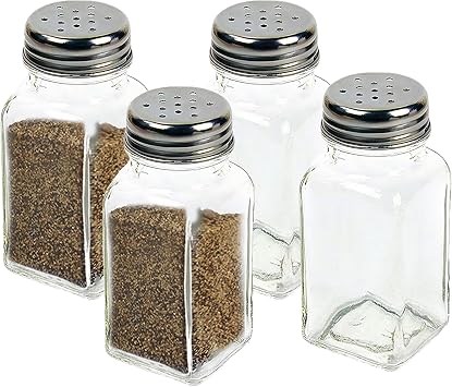 HESSION 4 Pack Salt and Pepper Shakers Glass Salt Shakers