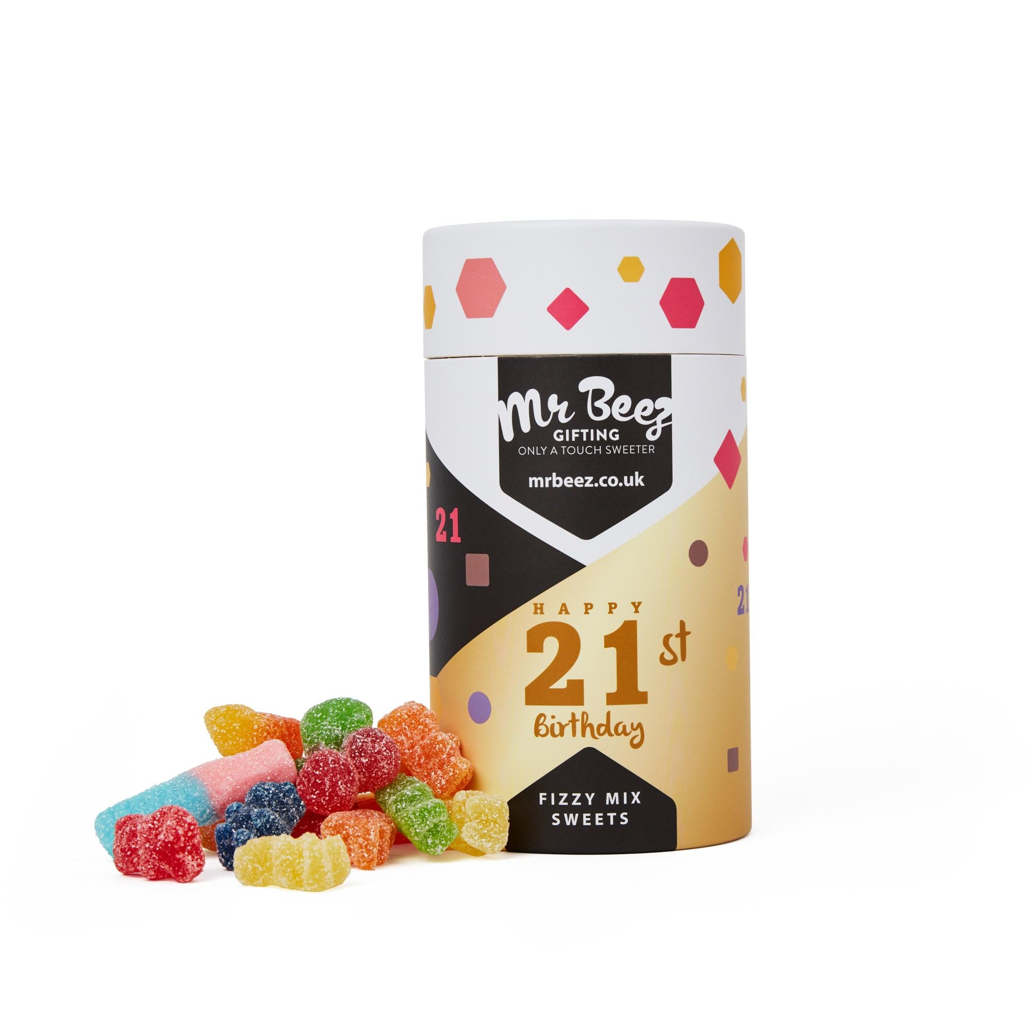 Mr BeezSweets | Delightful Fizzy Mix | Premium 21st Birthday Gift Tube for Boys and Girls | Vegan & Vegetarian-Friendly | Personalised 21st Birthday Tube | 500 Grams