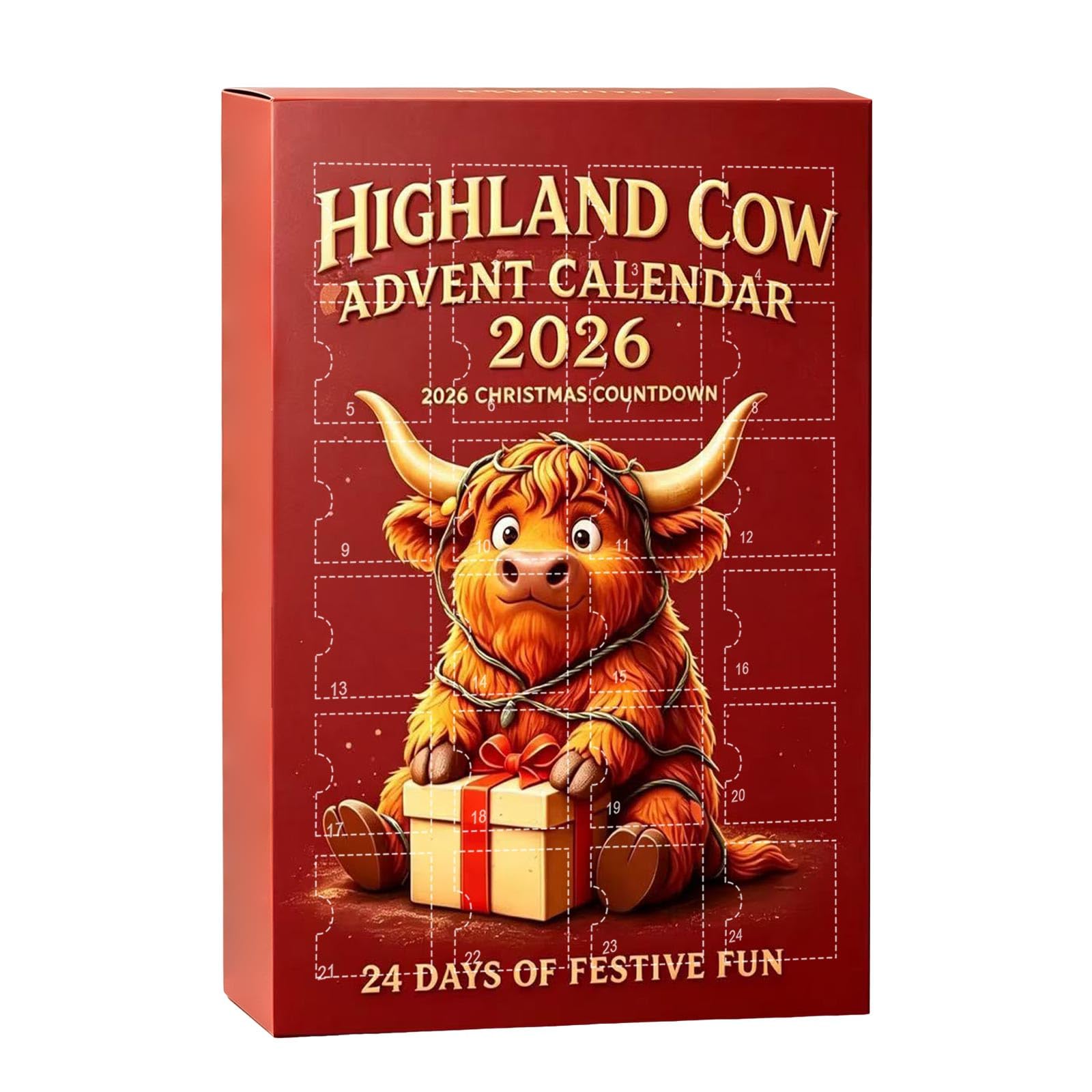 Highland Cow Advent Calendar 2026 3D 24Pcs Christmas Advent Calendar