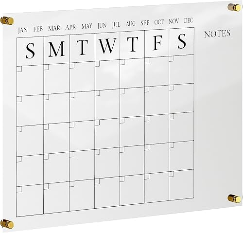 Miniatura 2 de Martha Stewart Grayson - Calendario de pared acrílico con notas con marcador de borrado en seco y accesorios de montaje, 24 x 18 pulgadas, con