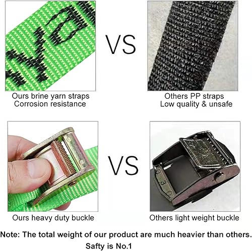 Miniatura 12 de Ayaport Correas de amarre con hebilla de leva de 6 pies y 2200 libras de resistencia a la rotura con ganchos en S para motocicleta, kayak