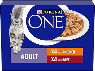 Purina ONE Katzenfutter, Huhn & Rind, 8 x 85 g product image