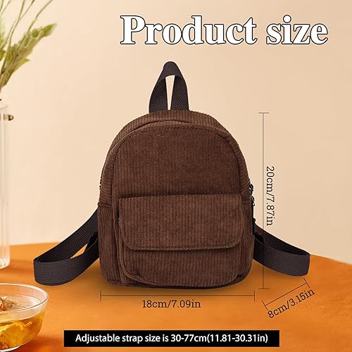 Miniatura 3 de Mini mochilas para mujer, mochila de pana elegante para mujer, para citas, viajes, mochilas de campamento para mujeres y niñas, Marrón, mini,
