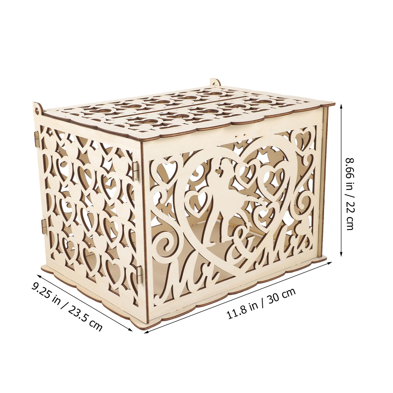 DOITOOL Scatola in Legno per Buste Matrimonio Grande Capacità e Superficie Liscia, Scatola Rustica per Raccogliere Auguri nel Giorno del Matrimonio