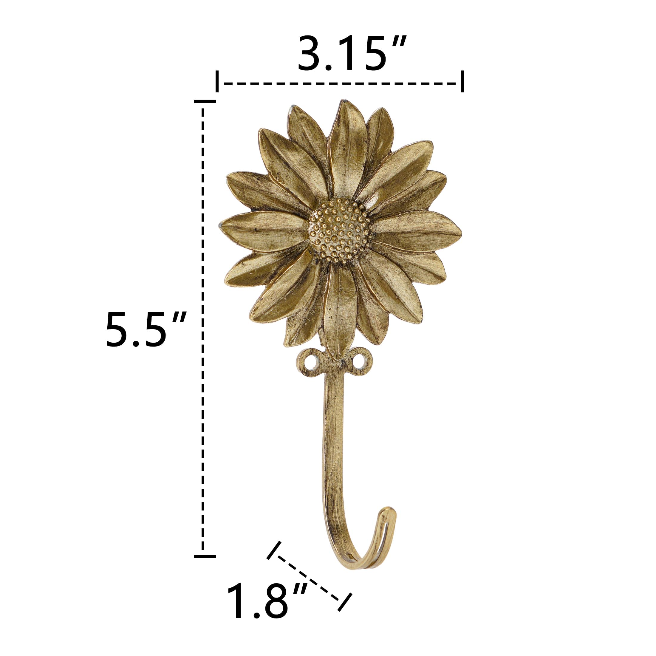 SOFFEE DESIGN 2-Pack Golden 3D Flower Wall Hooks | Retro Ornate Coat Hooks For Entryway, Bedroom, Heavy Duty - View #8