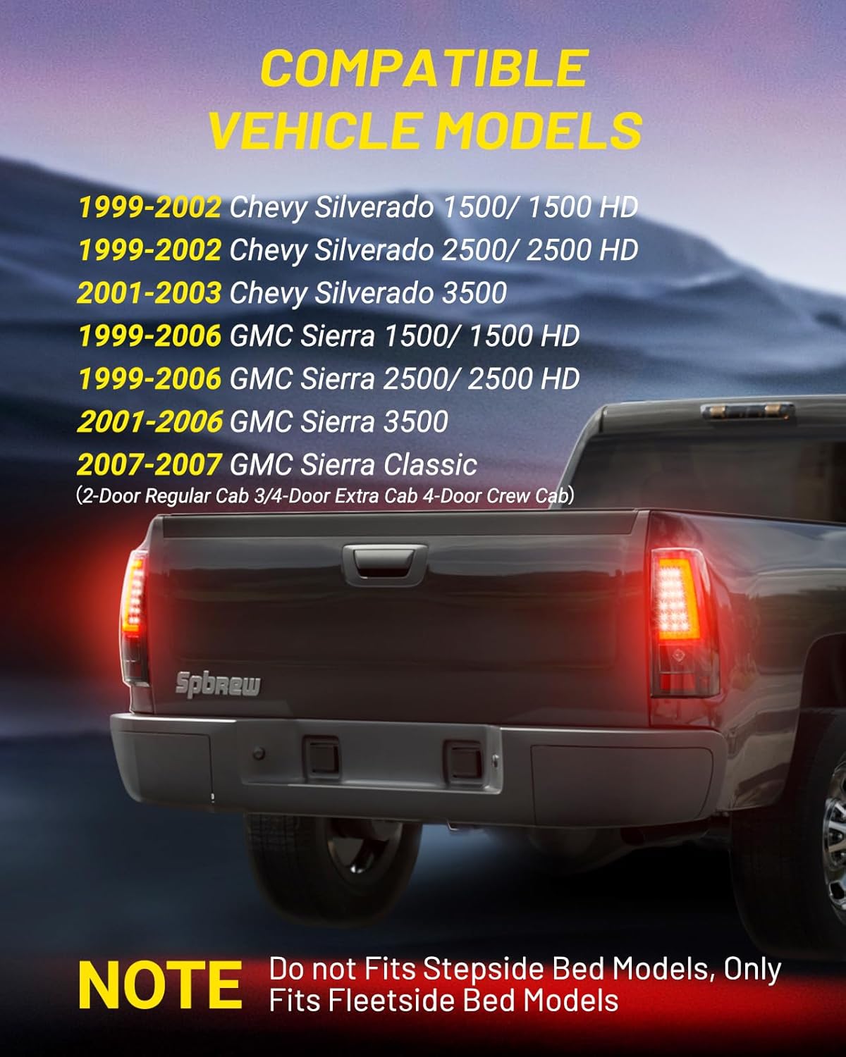 LED Tail Lights Assembly Fit for Chevy Silverado 1999 2000 2001 2002, Tail Lights Compatible for 99-02 Silverado 1999-2007 GMC Sierra Classic, Smoked Tail Lights Truck Rear Lamp Black 1 Pair