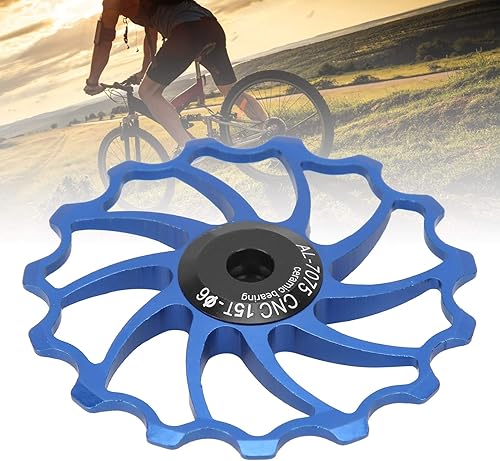 Miniatura 6 de Polea de desviador, polea trasera de montaña 15T Polea de desviador de rodamiento de cerámica de aleación de aluminio (azul)