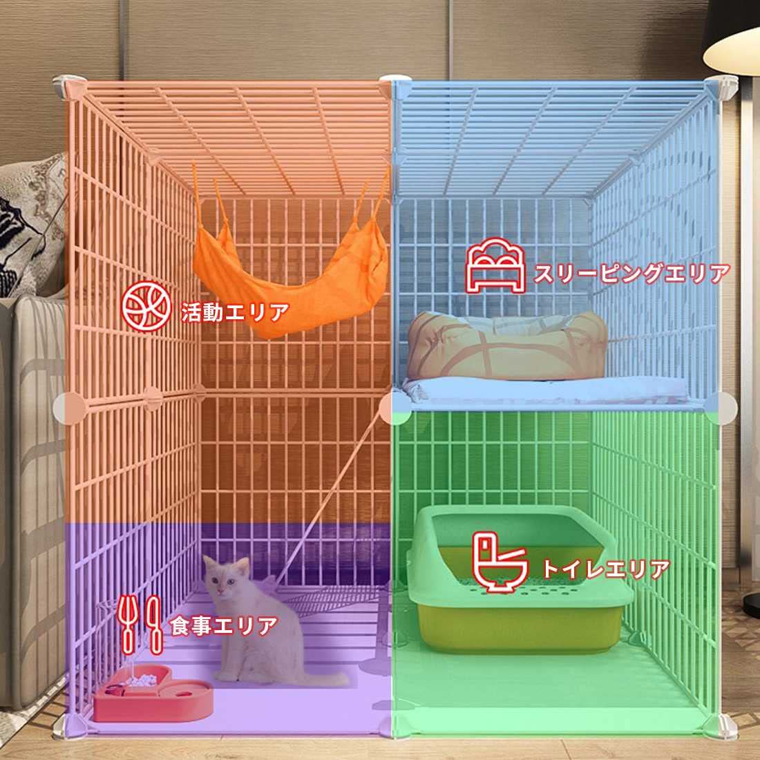 猫のゲージ LIFELEX 出入り簡単ドア付き キャットケージ: ペット用品・ペット