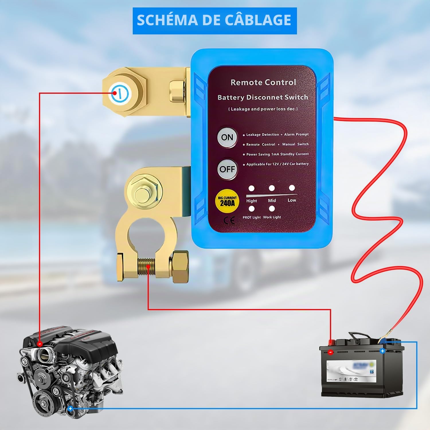 Sehawei Coupe Circuit Batterie pour Voiture, RV, ATV, Camion,Moto Bateau | 12V 240A, Coupe Circuit Voiture avec 2 Télécommandes, Interrupteur D'arrêt Automatique