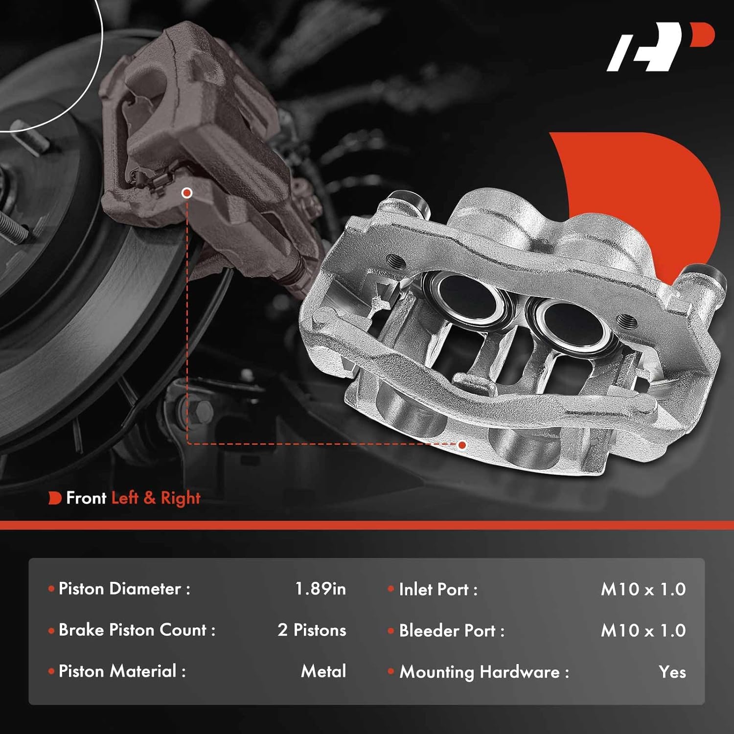 A-Premium Disc Brake Caliper Assembly with Bracket Compatible with Select Dodge, Freightliner and Mercedes-Benz Models - Sprinter 2500 2007-2018, Sprinter 2007-2008, Van - Front Driver and Passenger