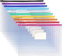 Vista 2 de Tamaki - Paquete de 10 sobres de plástico con cierre de polietileno, sobres de plástico con cierre, carpetas con cierre de plástico, tamaño A4