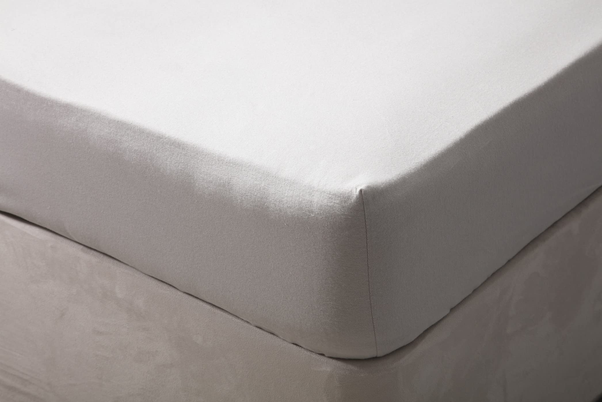 Belledorm 100% Brushed Cotton - Fitted Sheet - 12" Box (Grey, King)