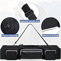 Vista 4 de Funda de Transporte para Trípode, Bolsa de Trípode Resistente con Divisor Acolchado, Bolsa de Soporte de Luz, Funda de Monopié con Cremallera Doble