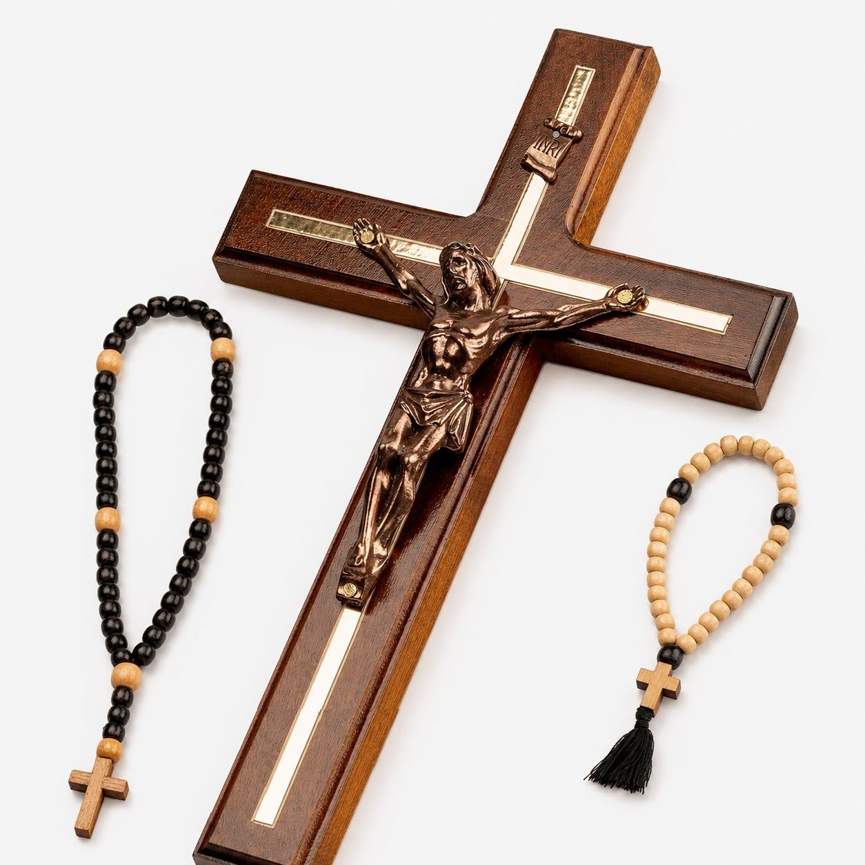 Woodvio - Handcrafted wooden wall cross, Classic Catholic crucifix