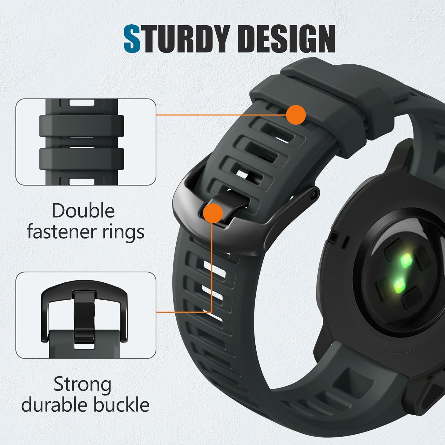 GEAK 22mm Compatible with Garmin Instinct Watch Bands, Sport Strap Compatible with Garmin Instinct 2 Watch Band, Soft Silicone Replacement Compatible for Garmin Watch Band Instinct/Solar/Tactical