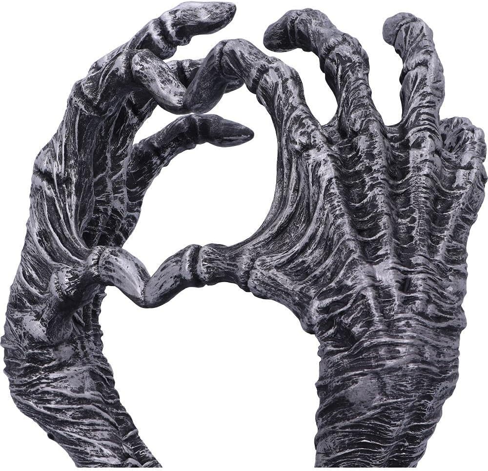 Nemesis Now Gothic Mummified Love Heart Hands Jewellery Dish Holder, Silver, 22cm