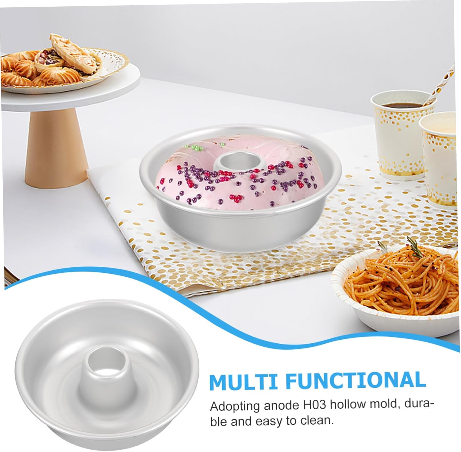 GLEAVI 5pcs Doughnut Maker Mold Non-stick Baking Pan for Desserts for Home Baking and Cake Shops Even Heat Distribution for Results