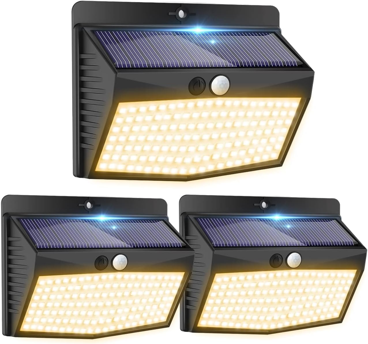 Peasur Heat White Photo voltaic Lights for Out of doors Use with Movement Sensor [Pack of 3], 138 LED Spotlights with Movement Sensor Out of doors 3 Modes, IP65 Waterproof Movement Sensor Out of doors Photo voltaic for Backyard