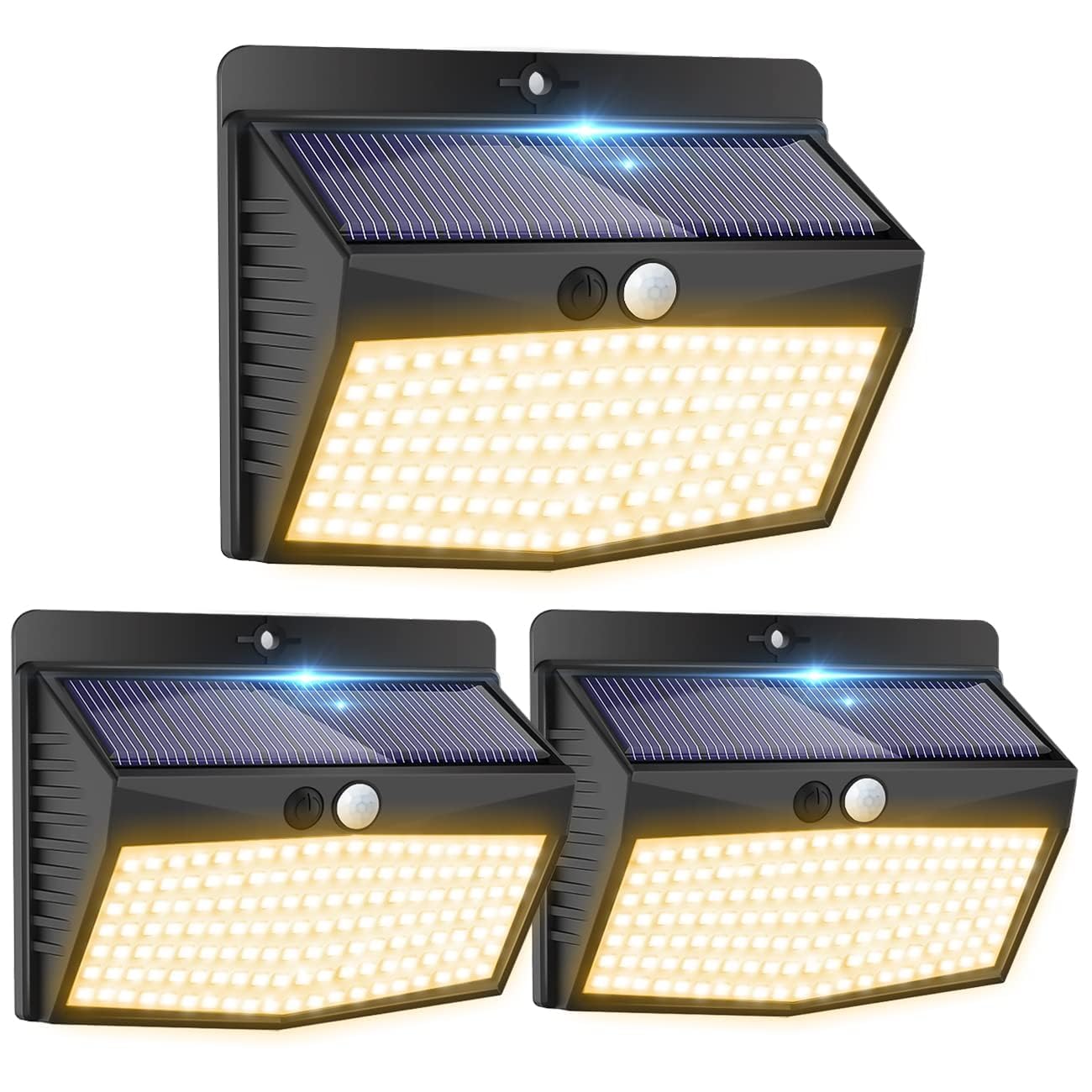 Peasur Warmweiß Solarlampen für außen mit bewegungsmelder [3 Stück], 138 Led Strahler mit Bewegungsmelder Außen 3 Modi, IP65 Wasserdichte Bewegungsmelder Aussen Solar für Garten