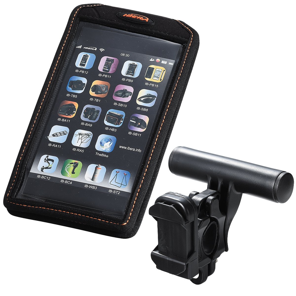 IberaIB-PB17-Q6 Smartphone Holder, Phone Case, Smartphone Bag, Compatible with 5 - 6.3 Inches Size, Includes Clamp for Mounting Handles, 1.8 oz (50 g), EVA H6.6 x W3.5 x 0.6 inches (168 x 90 x 14 mm)