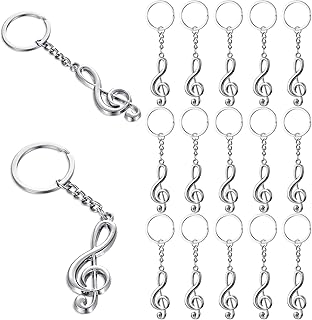 24 Pieces Musical Note Key Chain Metal Keychain Small Music Pendant Sign for Christmas Fist Day of School Gifts Women Decor