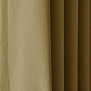 Lirzxin Cortinas opacas de poliéster con ojales de 183 cm de largo, cortinas decorativas para sala de estar, 2 paneles con textura jacquard gruesa, cortina con aislamiento térmico, color amarillo