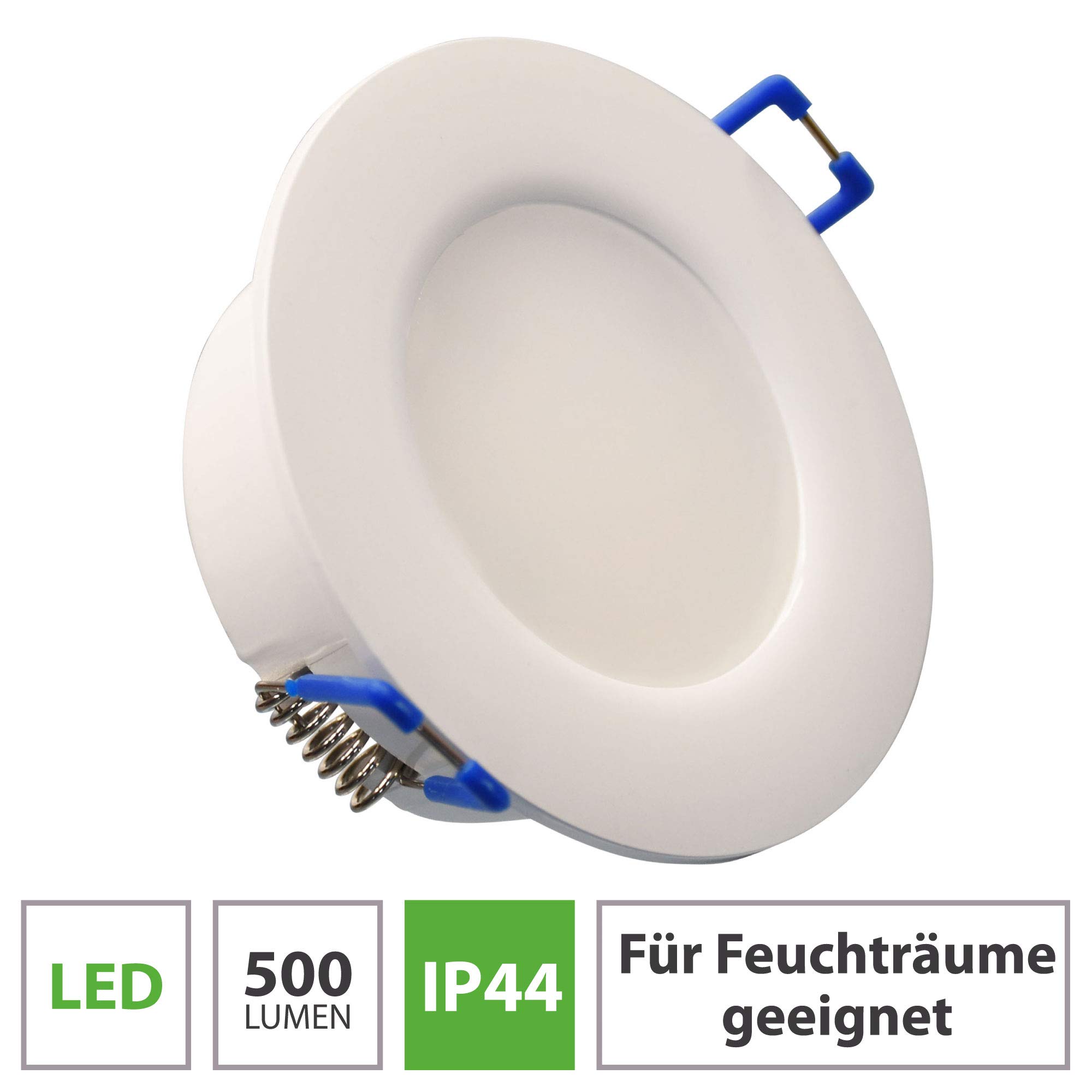 Maxkomfort 12x IP44 LED Bad Einbaustrahler 230V sehr flach 5,5W RUND Einbauspot Einbauleuchte Einbaulampe Deckenlampe Deckenstrahler Dusche
