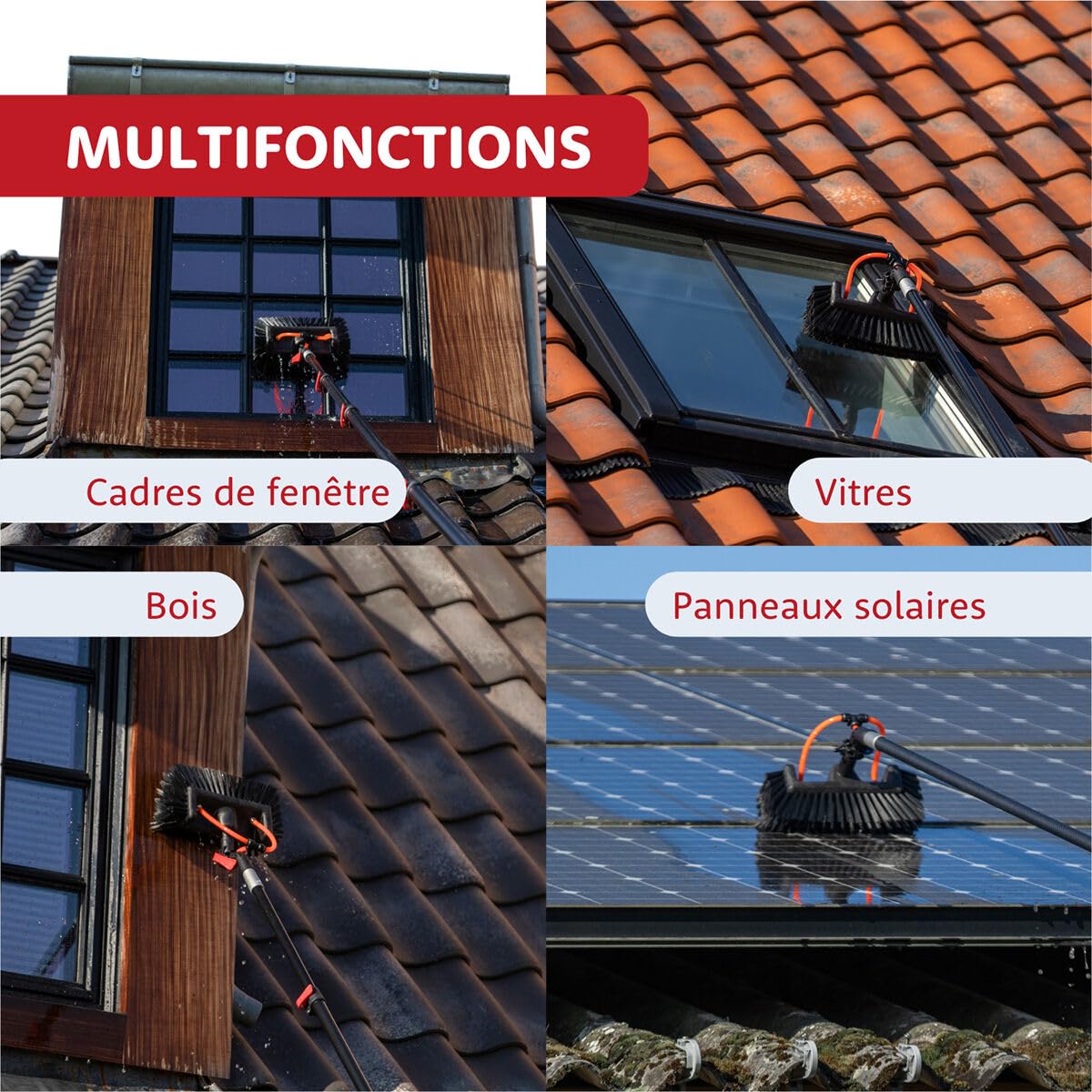 Aquascopic Manche Télescopique en Aluminium 5,4 m – Brosse à Panneaux Solaires & Vitres – Manche Léger et Réglable pour Nettoyage Toit, Camping-Car, Serre, Voiture