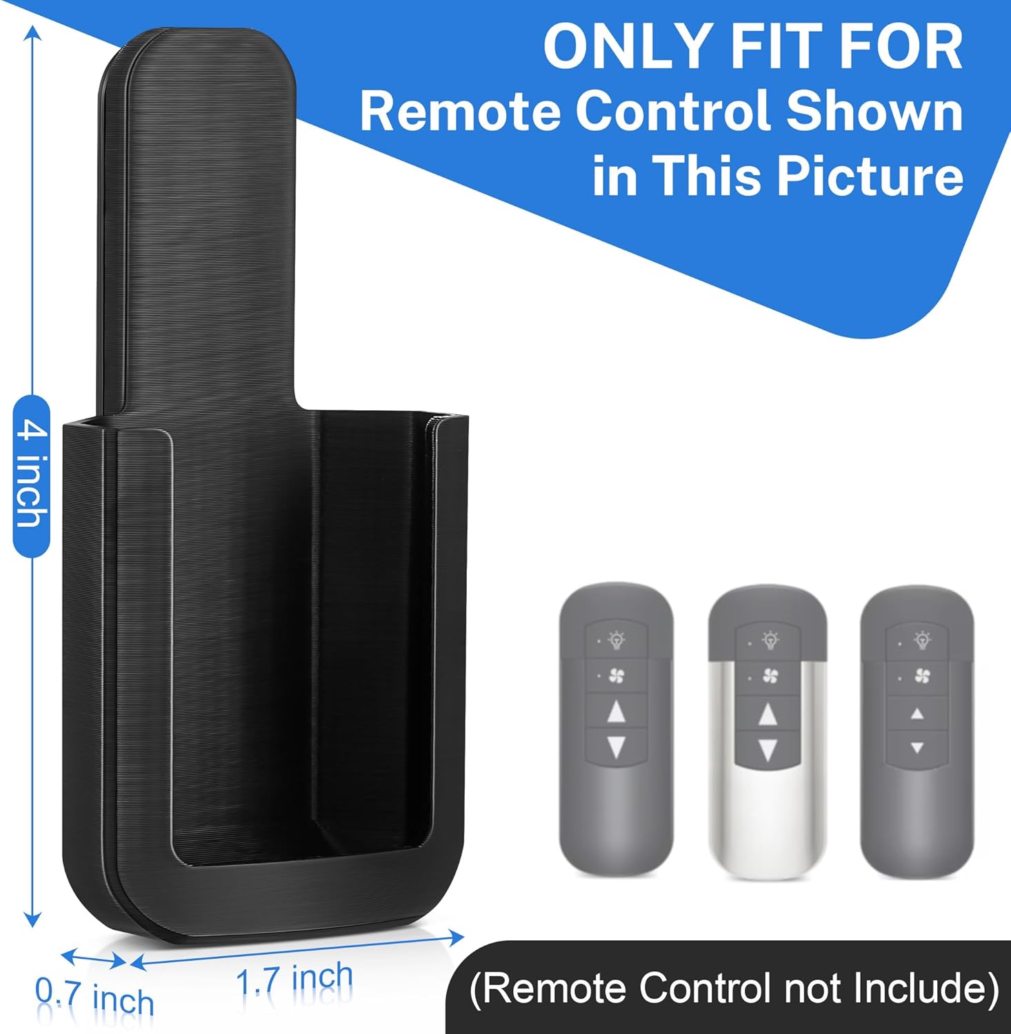 Saillong 1 Pack Ceiling Fan Remote Control Holder with Screws Wall Mount Fan Remote Bracket (Black)