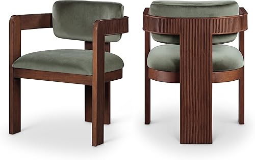 Miniatura 24 de Meridian Furniture 11094Cognac-C Sacha Collection - Silla de comedor Art Deco, terciopelo coñac ultra lujoso, terciopelo de 11.21 oz/m², acabado