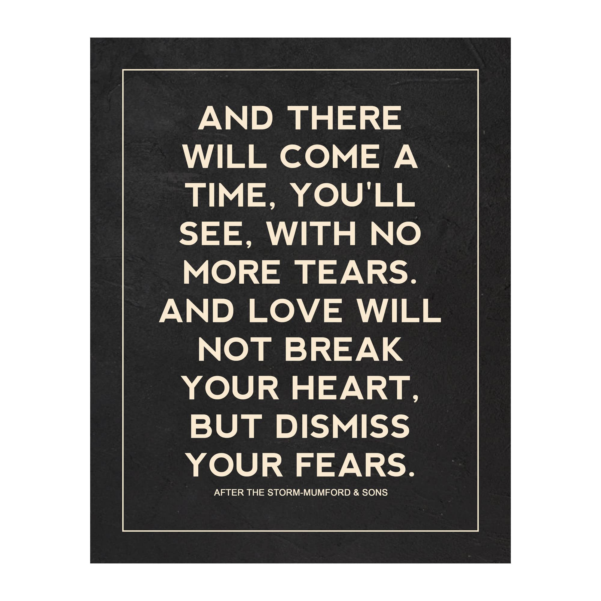 Music Quote Wall Art, Mumford and Sons, 8x10 Unframed Print | Matte finish paper. Retro lyric lettering visuals. Studio, dorm, lounge space. Fan and