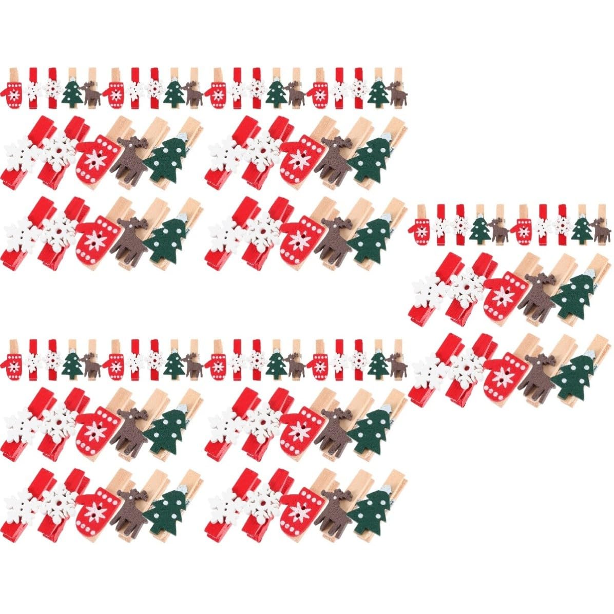 FRCOLOR 625 Stück Weihnachts Fotoclips Kleine Holzklammern mit Eisen für