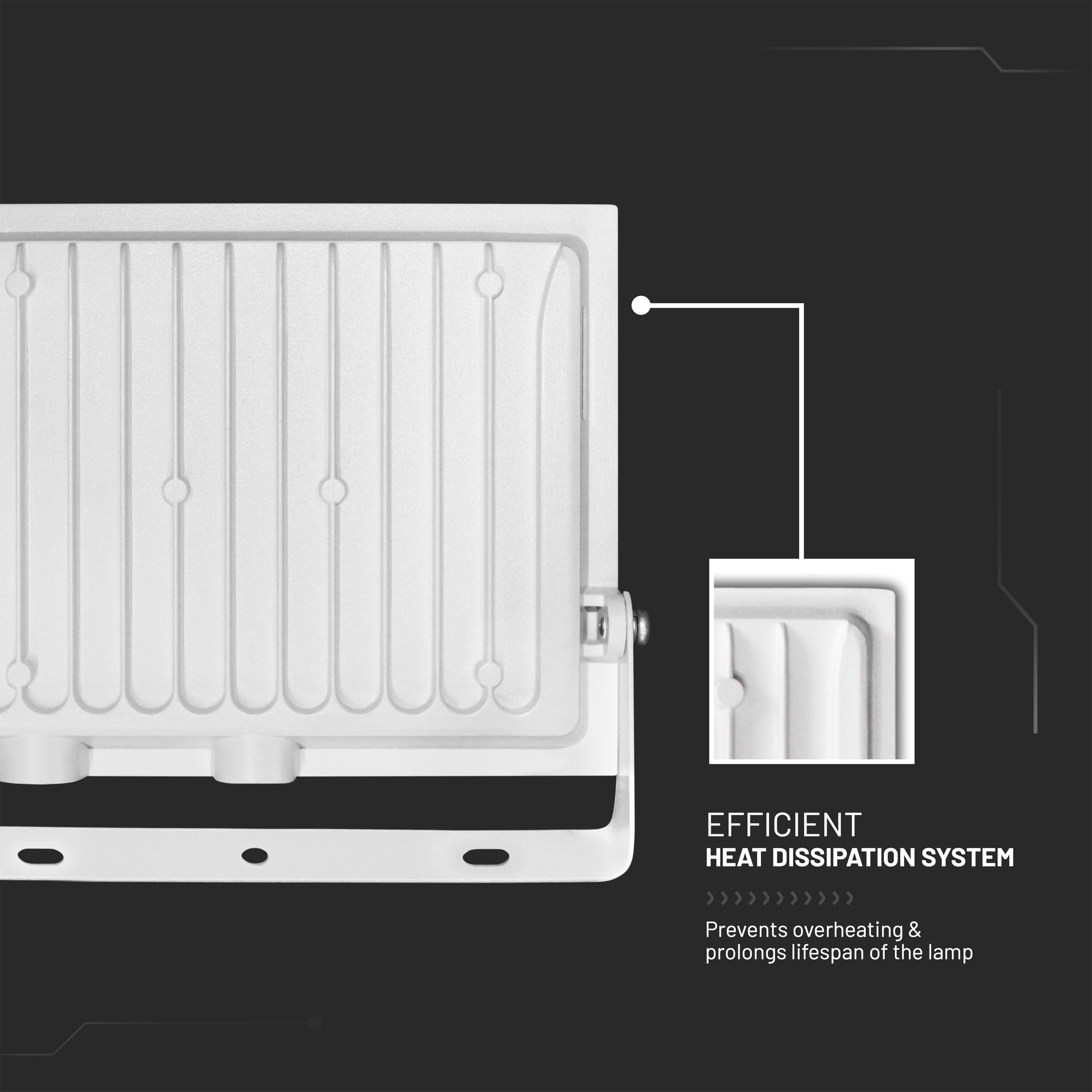 V-TAC Foco LED Exterior 50W Blanco – [ E-Series – Altas Prestaciones, Bajo Consumo ] – 4000 Lúmenes – Super Slim – Impermeable IP65 – Proyector para Hogar, Garaje y Almacén – Blanco Neutro 4000K — view 7