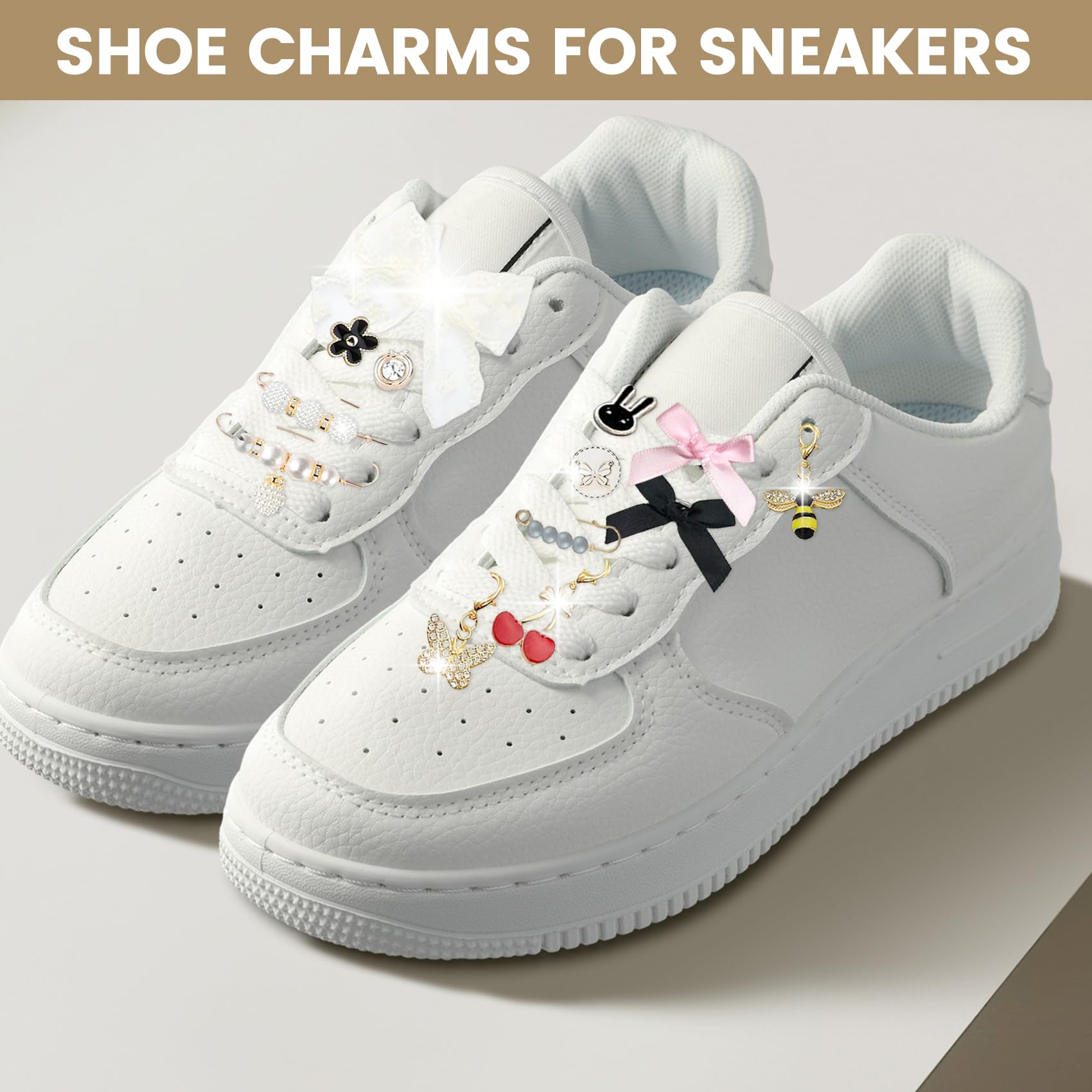60 Piezas Colgantes para Zapatillas con broches de perlas y diamantes de imitación, Colgante con cierre de langosta para cordones, calcetines, ropa y accesorios decorativos — view 3