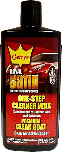 Experimenta el brillo y la protección con la cera limpiadora automotriz Garry's Royal Satin One Step - Restaura el brillo, elimina la oxidación,