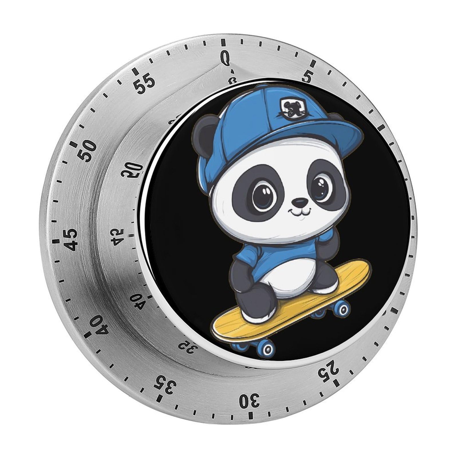 Skateboard Panda Mechanical Timer with Alarm for Kitchen Cooking Productivity Stainless Steel Timers