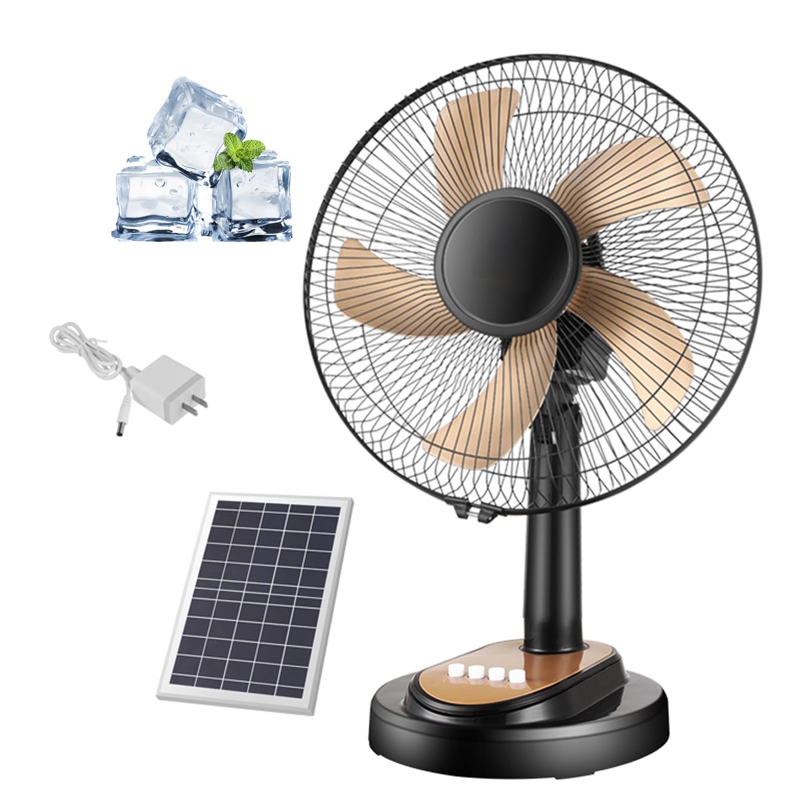 Ventilatore solare portatile a batteria, ventilatore da pavimento ricaricabile per esterni, ad alta velocità, con ricarica USB, silenzioso e senza fili, per viaggi, casa, garage, tenda