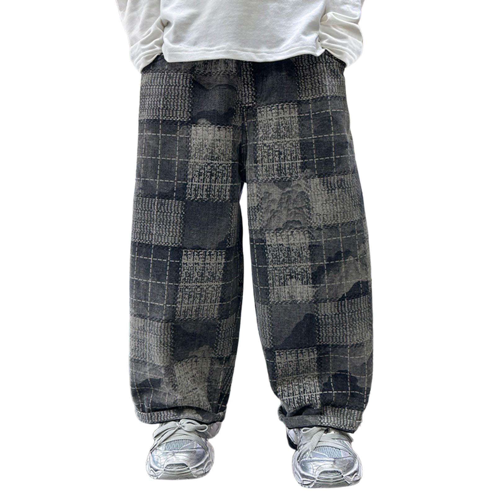 Genérico Vaqueros Elasticos Niño Pantalones Cargo Baggy Jeans Holgados