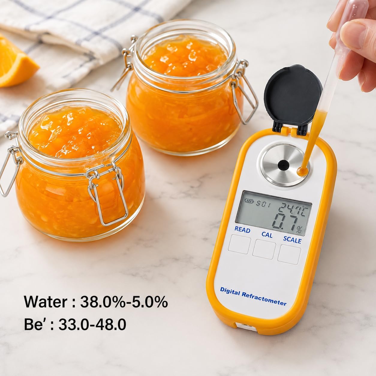 Rifrattometro digitale per miele, misuratore Brix, umidità e Baume 3 in 1