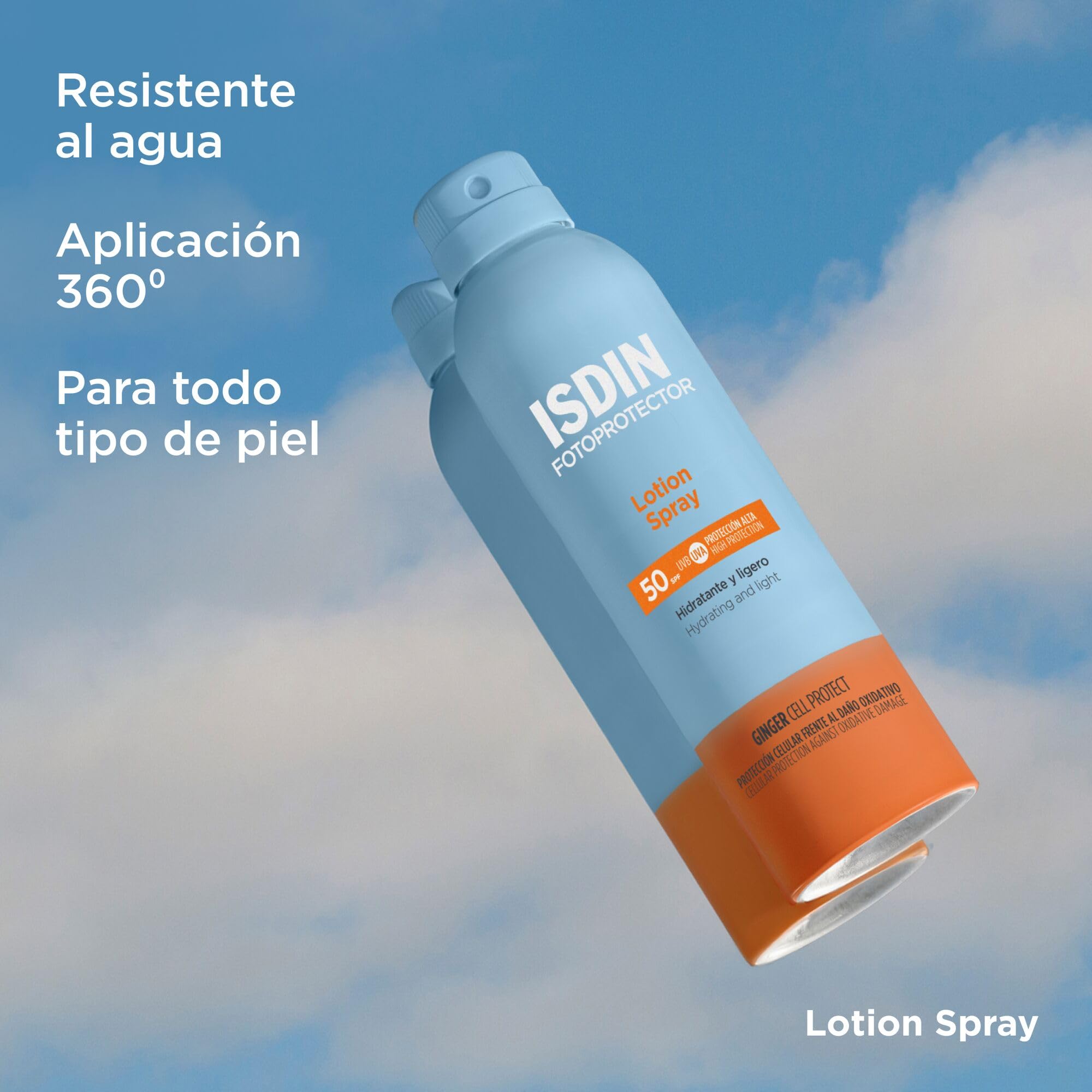 IISDIN Fotoprotección Lotion Spray SPF 50, Protector Solar Corporal Ligero en Loción, de Absorción Inmediata que Hidrata la Piel Intensamente, 250 ml