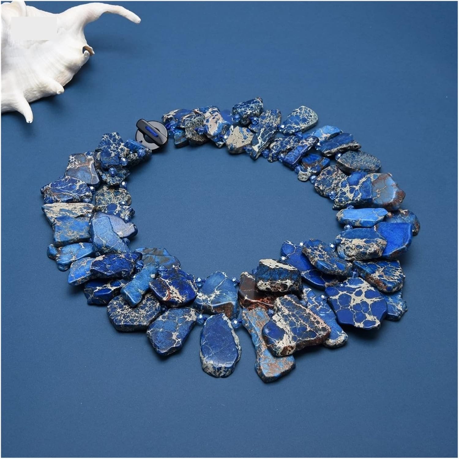 Jewelry 22inch 2 Strands Blue Sea Sediment Imperial Jasper Crystal Necklace for Women