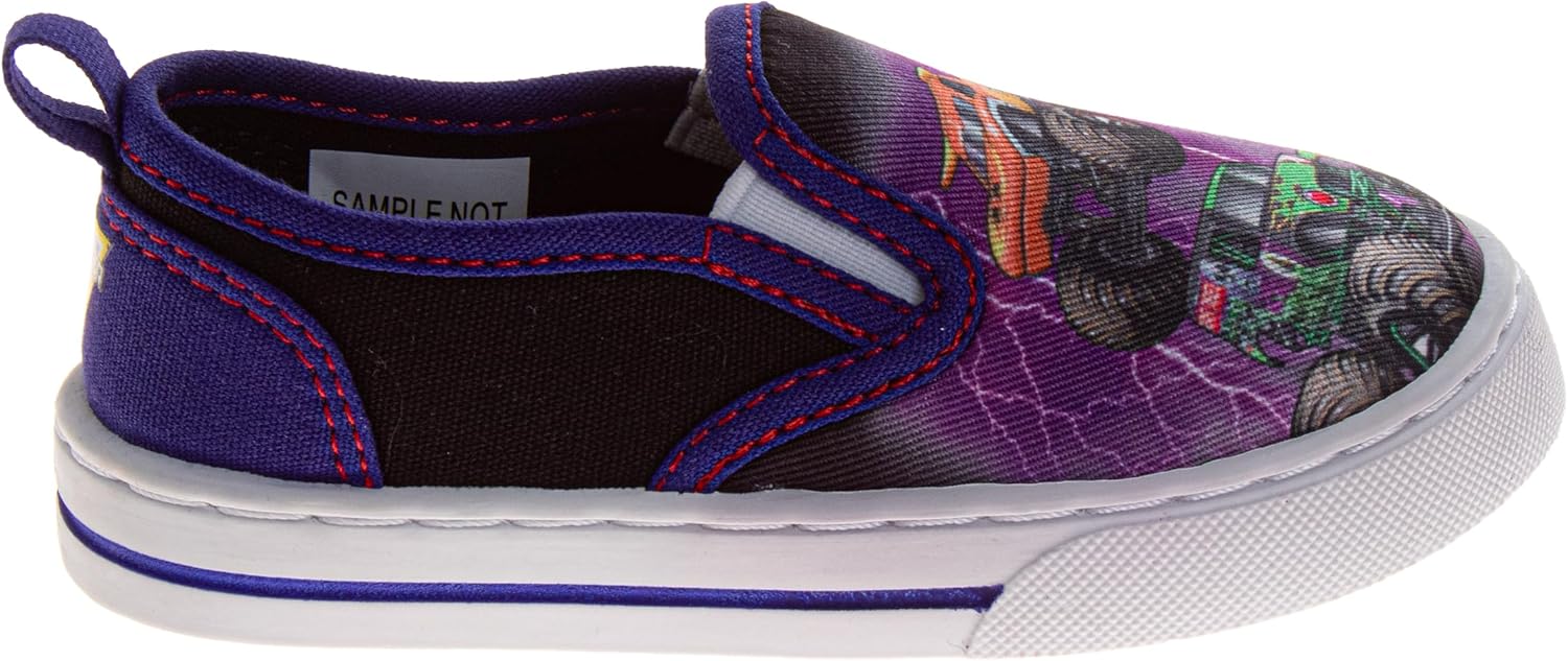 MonsterJam Lowtop Canvas Shoes - Monster Trucks Gravedigger El Toro Loco Megalodon Sneakers (Sizes 7-10 Toddlers / 11-12 Little Kid) - Image 2