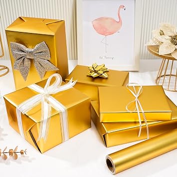 PlandRichW Metallic Wrapping Paper Golden PD0202M